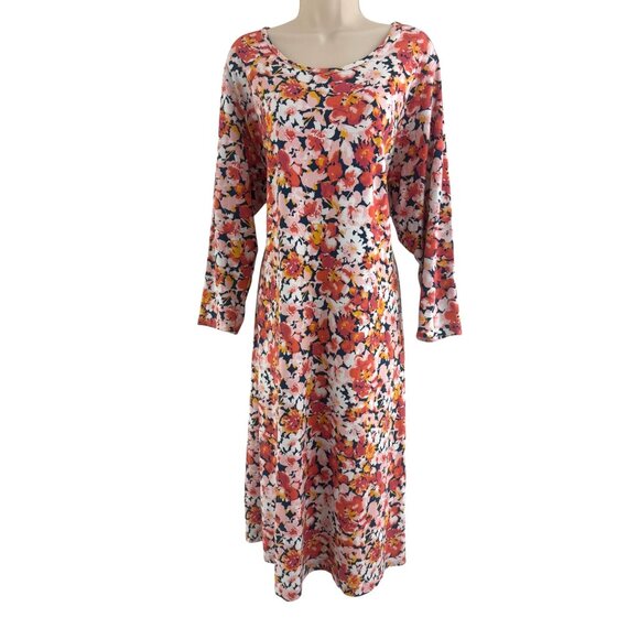 Lands' End Floral Print Soft Cotton Midi Dress Size 2X 20W-22W Nightgown Plus - Picture 1 of 9